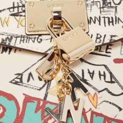 Pre Owned Dkny Multicolor Printed Leather Elissa Phone Crossbody Bag