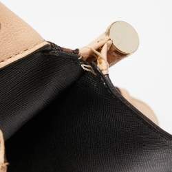 Pre Owned Dkny Brown/Beige Signature Coated Canvas And Leather Satchel 