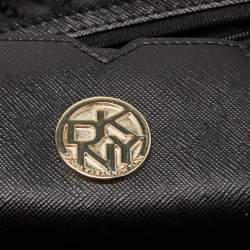 Pre Owned Dkny Brown/Beige Signature Coated Canvas And Leather Satchel 