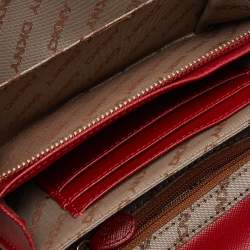 DKNY Beige/Red Signature Canvas and Leather French Wallet