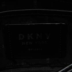 Pre Owned DKNY Black Croc Embossed Leather Flap Top Handle Bag
