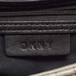 Pre Owned DKNY Grey Pinstripe Quilted Leather Gansevoort Top Handle Bag