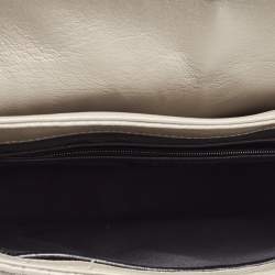 Pre Owned DKNY Grey Pinstripe Quilted Leather Gansevoort Top Handle Bag