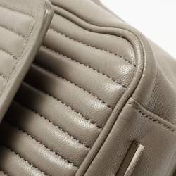 Pre Owned DKNY Grey Pinstripe Quilted Leather Gansevoort Top Handle Bag