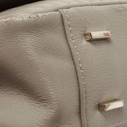 Pre Owned DKNY Grey Pinstripe Quilted Leather Gansevoort Top Handle Bag