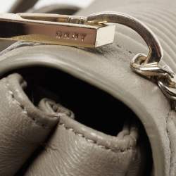 Pre Owned DKNY Grey Pinstripe Quilted Leather Gansevoort Top Handle Bag