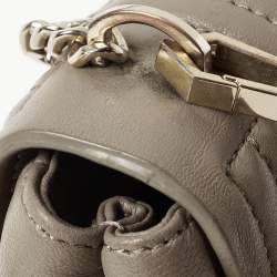 Pre Owned DKNY Grey Pinstripe Quilted Leather Gansevoort Top Handle Bag