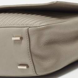 Pre Owned DKNY Grey Pinstripe Quilted Leather Gansevoort Top Handle Bag