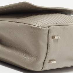 Pre Owned DKNY Grey Pinstripe Quilted Leather Gansevoort Top Handle Bag