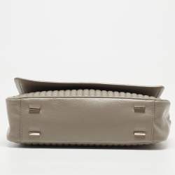 Pre Owned DKNY Grey Pinstripe Quilted Leather Gansevoort Top Handle Bag