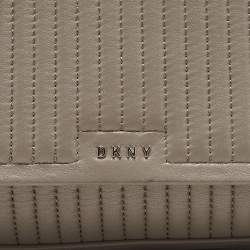 Pre Owned DKNY Grey Pinstripe Quilted Leather Gansevoort Top Handle Bag