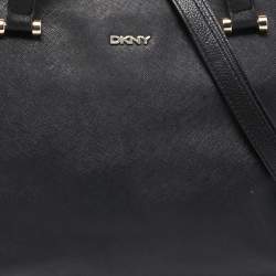 Pre Owned DKNY Black Saffiano Leather Double Zip Tote