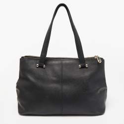 Pre Owned DKNY Black Saffiano Leather Double Zip Tote