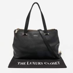 Pre Owned DKNY Black Saffiano Leather Double Zip Tote