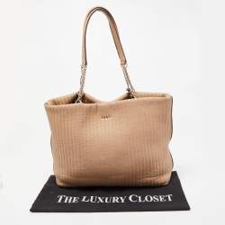 DKNY Beige Quilted Leather Chain Tote