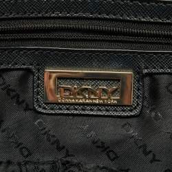 DKNY Black Signature Canvas and Leather Zip Side Shopper Tote