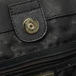 DKNY Black Signature Canvas and Leather Zip Side Shopper Tote