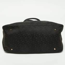 DKNY Black Signature Canvas and Leather Zip Side Shopper Tote