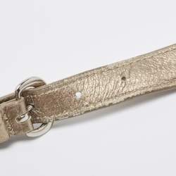 Pre Owned DKNY Gold/Beige Canvas and Leather Shoulder Bag