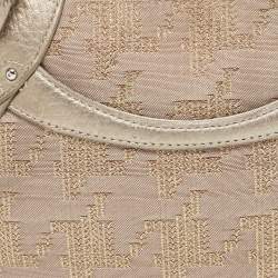 Pre Owned DKNY Gold/Beige Canvas and Leather Shoulder Bag