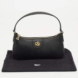 Pre Owned DKNY Black Leather Carol Baguette Bag