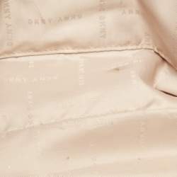 Pre Owned DKNY Beige/Brown Signature Coated Canvas and Leather Top Zip Shopper Tote