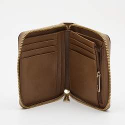 DKNY Beige/Brown Signature Coated Canvas Zip Around Continental Wallet