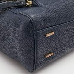 Pre Owned Dkny Navy Blue Leather Greenwich Top Handle Bag