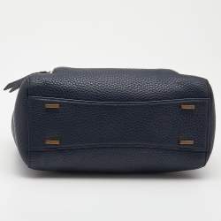 Pre Owned Dkny Navy Blue Leather Greenwich Top Handle Bag