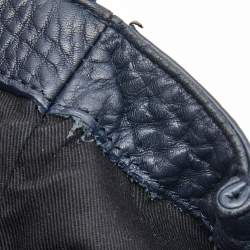 Pre Owned Dkny Navy Blue Leather Greenwich Top Handle Bag