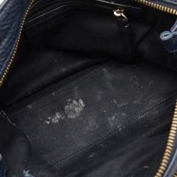 Pre Owned Dkny Navy Blue Leather Greenwich Top Handle Bag