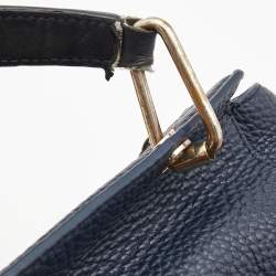 Pre Owned Dkny Navy Blue Leather Greenwich Top Handle Bag