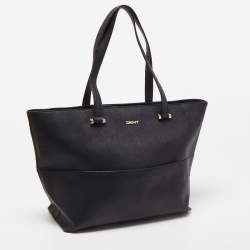 Pre Owned DKNY Black Leather Bryant Park Shopper Tote