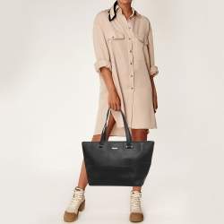 Pre Owned DKNY Black Leather Bryant Park Shopper Tote