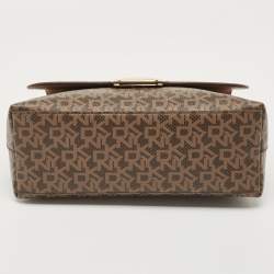 Pre Owned DKNY Tan/Brown Monogram Coated Canvas and Leather Sandra Top Handle Bag