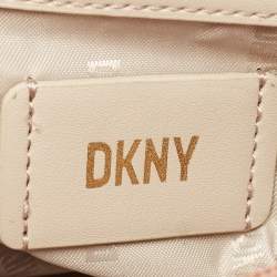 Pre Owned DKNY Tan/Brown Monogram Coated Canvas and Leather Sandra Top Handle Bag