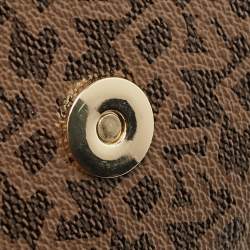 Pre Owned DKNY Tan/Brown Monogram Coated Canvas and Leather Sandra Top Handle Bag