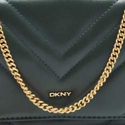Pre Owned DKNY Green Quilted Leather Allen Chain Shoulder Bag