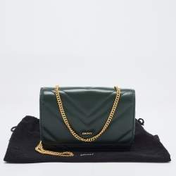 Pre Owned DKNY Green Quilted Leather Allen Chain Shoulder Bag