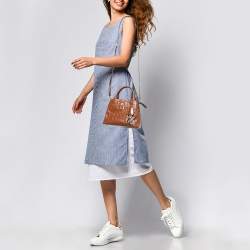 Pre Owned DKNY Brown Croc Embossed Leather Paige Tote