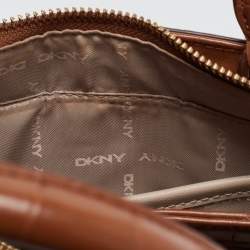 Pre Owned DKNY Brown Croc Embossed Leather Paige Tote