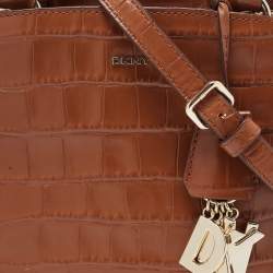 Pre Owned DKNY Brown Croc Embossed Leather Paige Tote