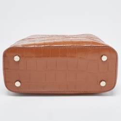 Pre Owned DKNY Brown Croc Embossed Leather Paige Tote