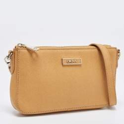 DKNY Tan Saffiano Leather Bryant Park Crossbody Bag