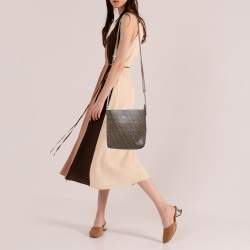 DKNY Brown Signature Coated Canvas and Leather Zip Messenger Bag