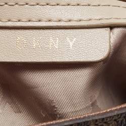 DKNY Brown Signature Coated Canvas and Leather Zip Messenger Bag