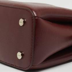Pre Owned DKNY Burgundy Leather Paige Top Handle Bag