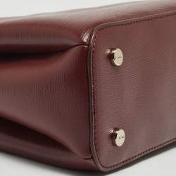 Pre Owned DKNY Burgundy Leather Paige Top Handle Bag