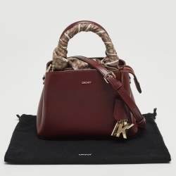 Pre Owned DKNY Burgundy Leather Paige Top Handle Bag