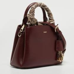 Pre Owned DKNY Burgundy Leather Paige Top Handle Bag